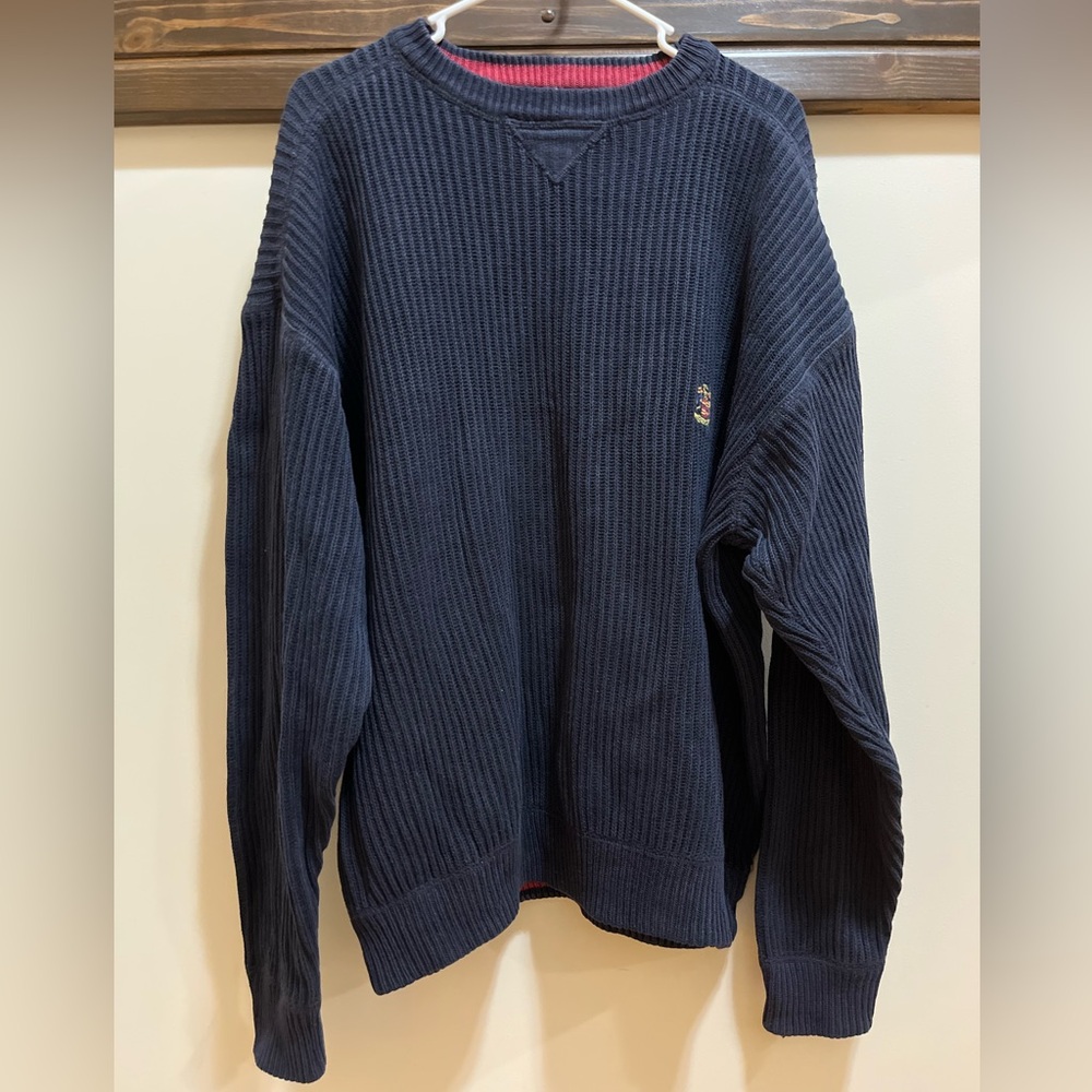 VINTAGE WOODS & GRAY Mens XL 100% Cotton Knit Navy Blue Pullover Sweater